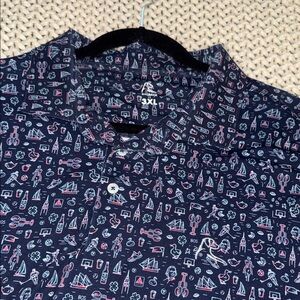 Rhoback Navy Blue Graphic Polo Shirt